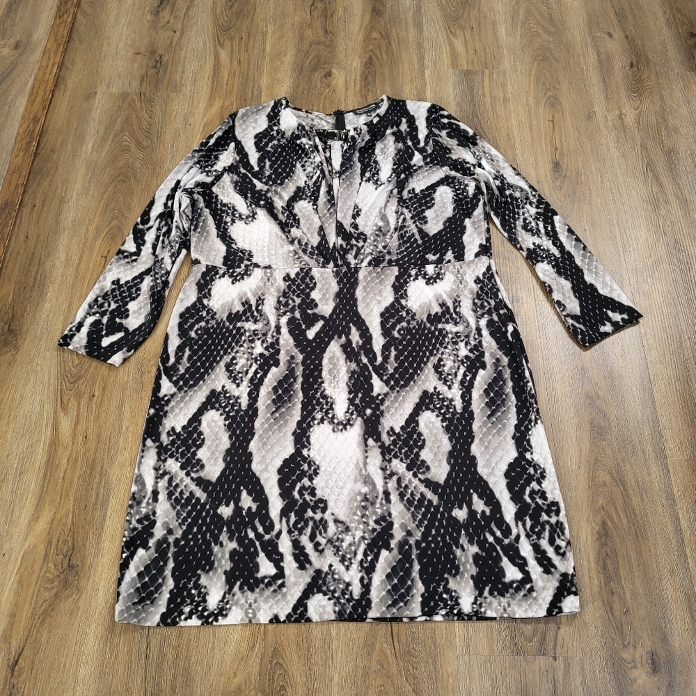 Jones NY Collection Dress 3X Snake Print Long Sleeve Wedding Jeweled Party